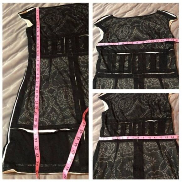 Willow Lace T-Shirt Dress Cap Sleeve Gothic Black Cream 6 - Picture 9 of 9